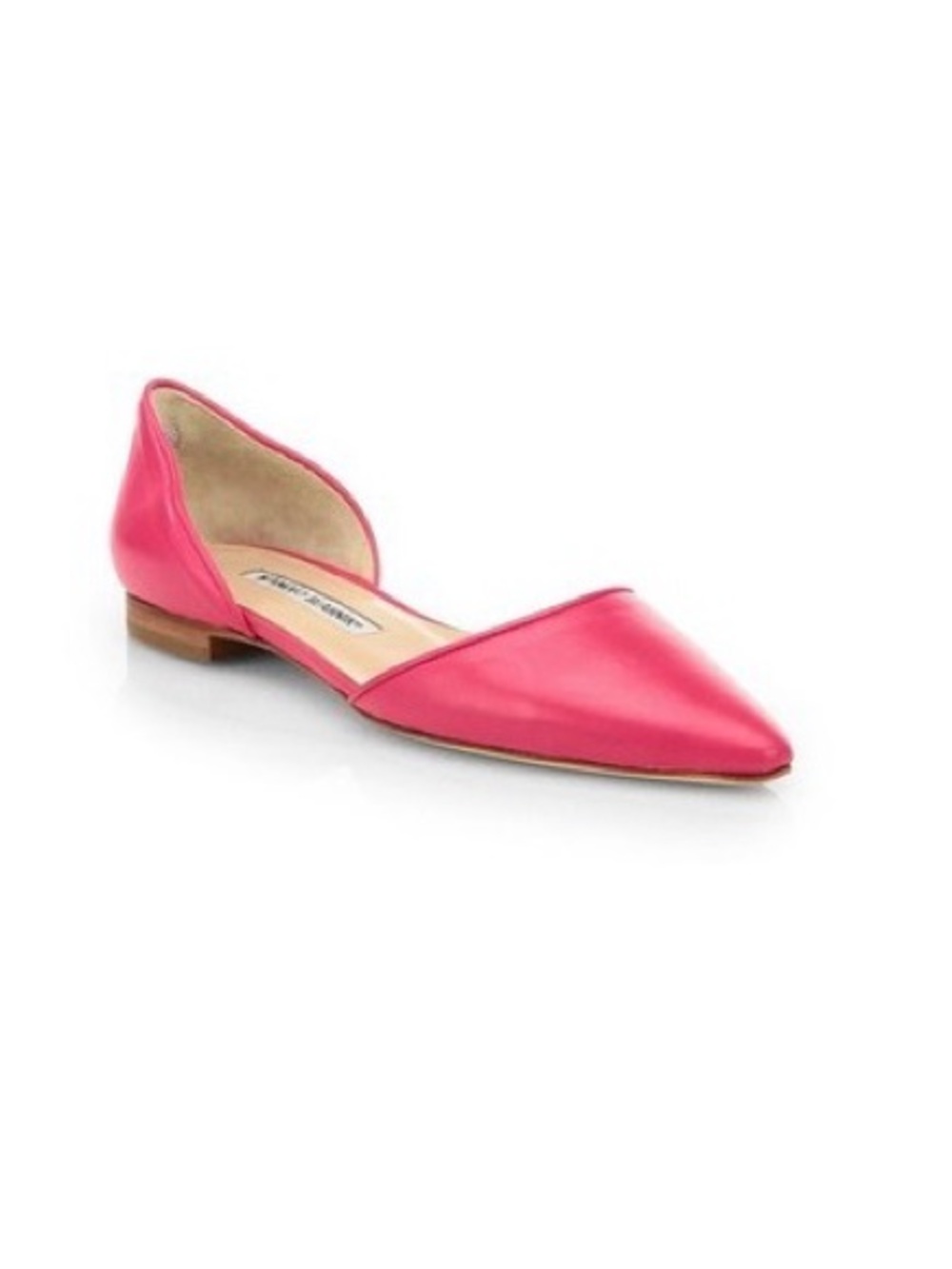 Manolo Blahnik Soussaba d'Orsay Pink Leather pointed toe Flats size 39.5